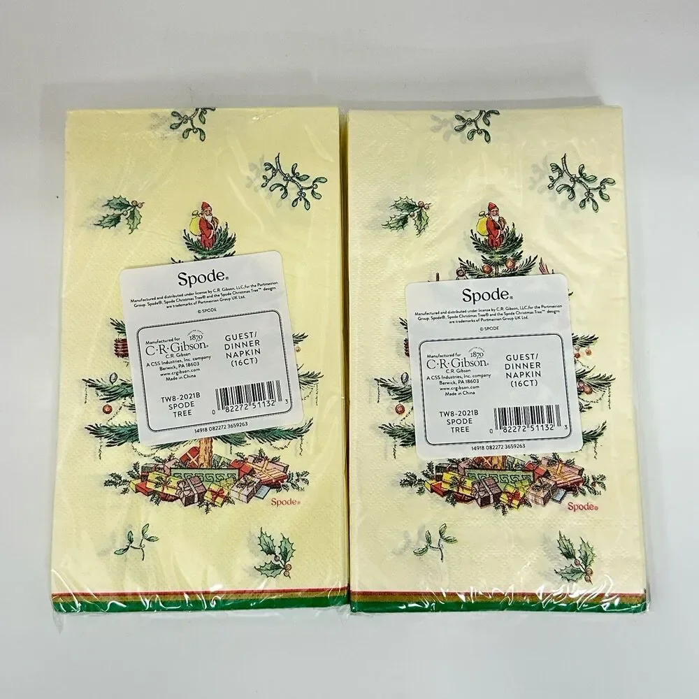 Lot of 4 Spode Christmas Tree C.R. Gibson 16 Ct Guest Dinner Napkins Sealed